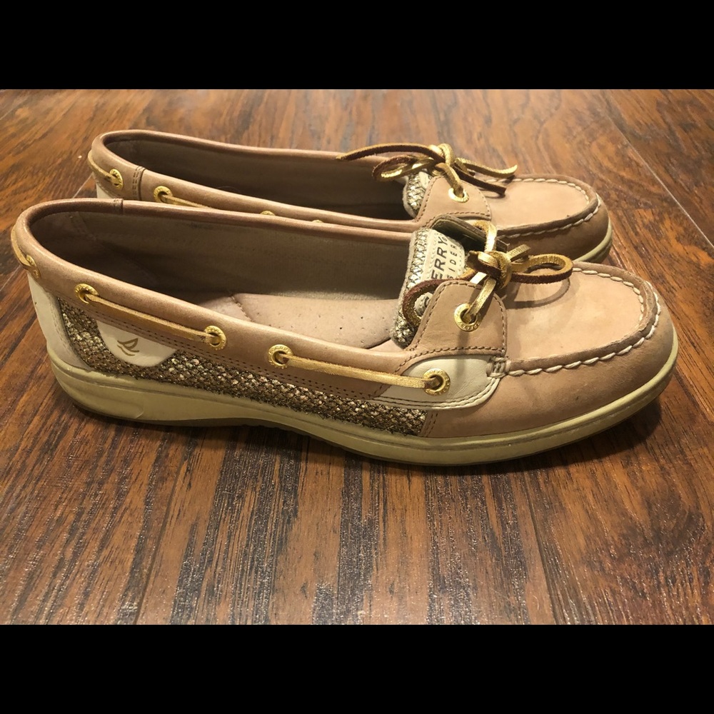 Gold Sperry Topsider sneakers